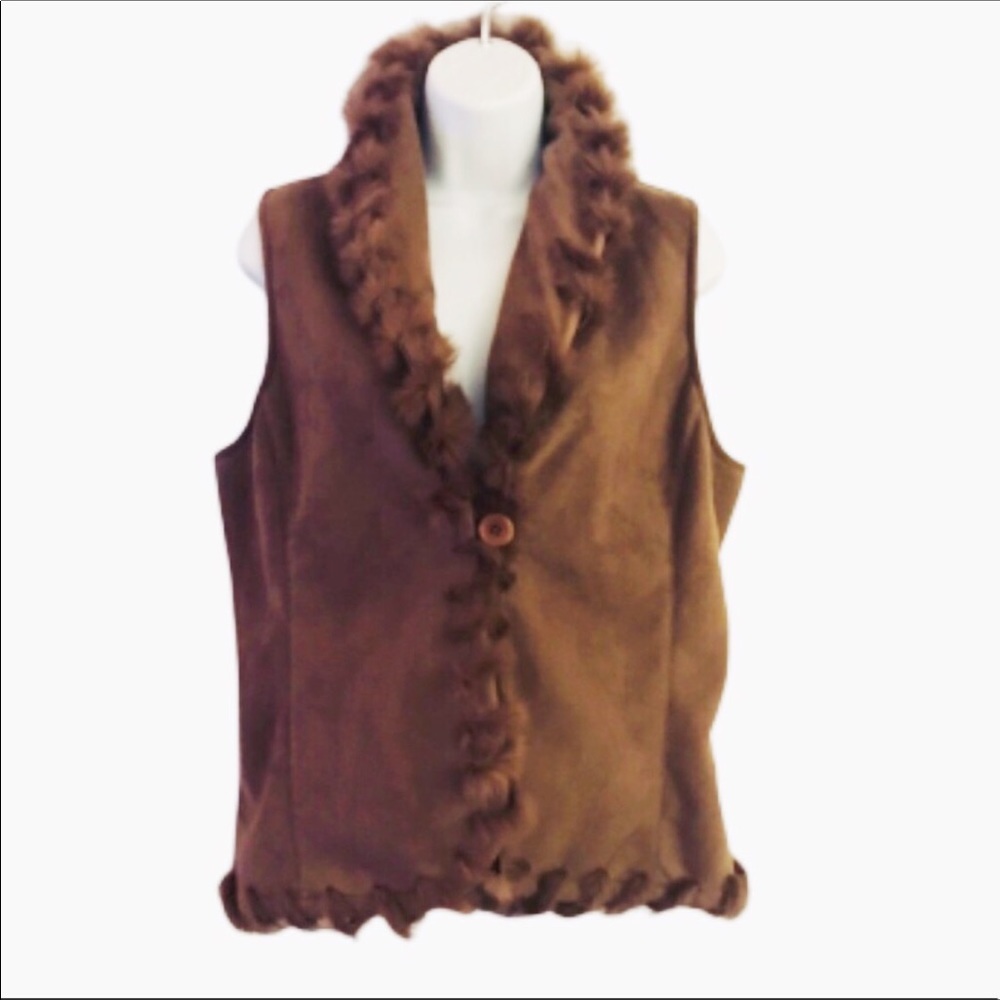Vintage Jones New York Rabbit Fur Trim Vest